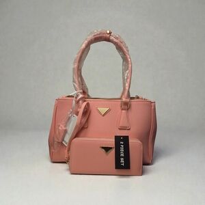 Pink Satchel Bag and Wallet Set